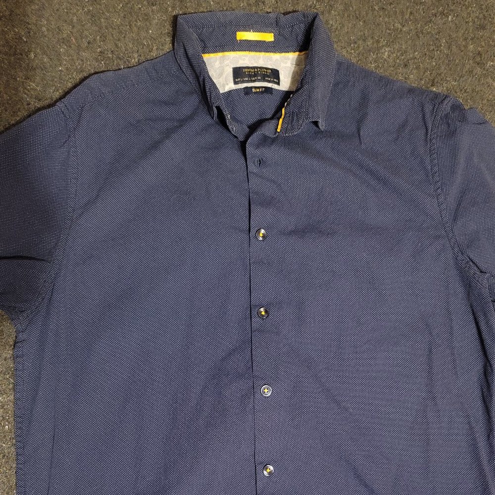 Denim & Flower Ricky Signh; Short-sleeve, Button-up Shirt. Large - Slim Fit